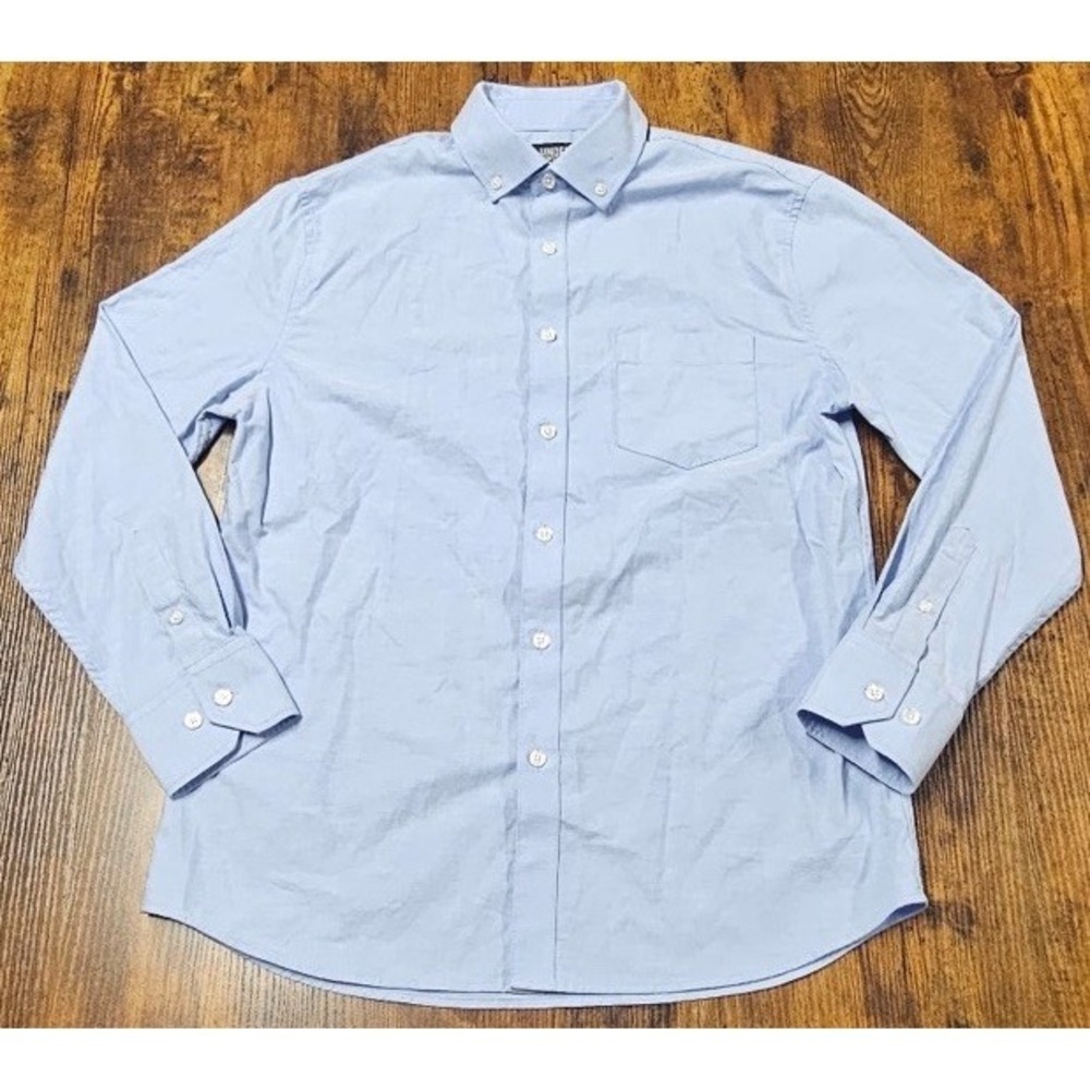 Under 510 Dress Shirt Men's Med Blue Solid Lightweight Button Down Long Sleeve
